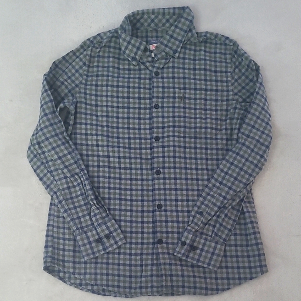 Johnnie-O Hangin' Out Ivy Plaid Flannel Shirt Size 14 Button Front Cotton Casual